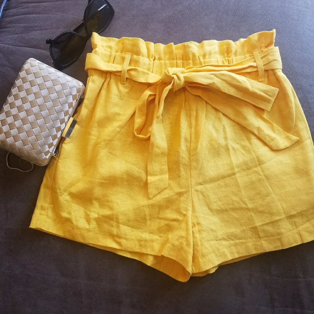 Tie front paperbag shorts